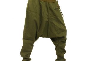 Aladdin Pants Harem Pants - Cotton Large Side Pocket - Green PC008-