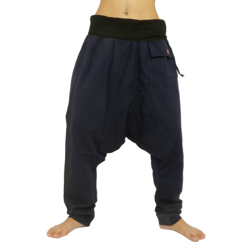 Aladdin Pants Harem Pants - Cotton Large Side Pocket - Black PC008-