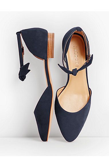 Edison Ankle-Strap Flats-Suede - Talbots | Almond toe shoes, Ankle .