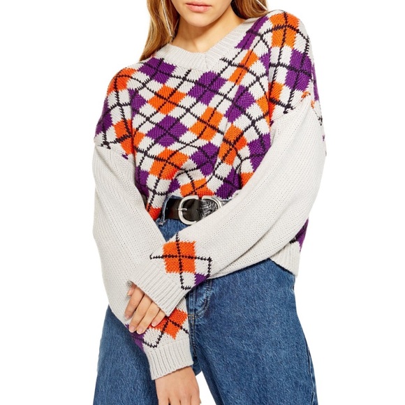 Topshop Sweaters | New With Tags Cropped Argyle Sweater | Poshma