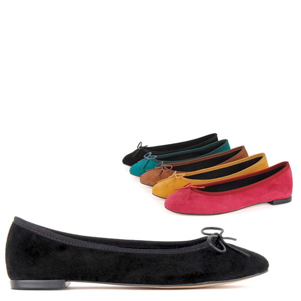 Petite Size Suede Ballerina Pumps With Chouce Of Colours Patina by .