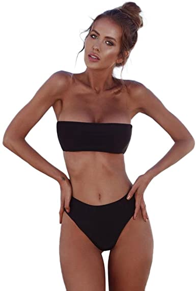 Amazon.com: Highpot Women Strapless Bikini Set Bandeau Swimsuits .