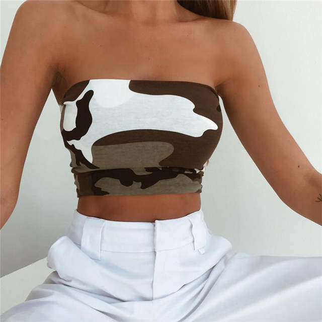 New Women Casual Strapless Bustier Crop Top Bodycon Bandeau .