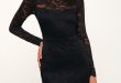 Cute Black Lace Dress - Lace Bodycon Dress - Long Sleeve Dre