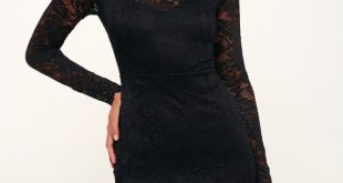 Cute Black Lace Dress - Lace Bodycon Dress - Long Sleeve Dre