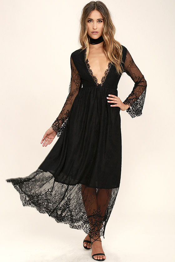 Beautiful Lace Dress - Black Lace Dress - Maxi Dress - $105.