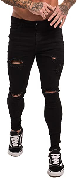 GINGTTO Skinny Jeans for Men Stretch Slim Fit Ripped Distressed at .
