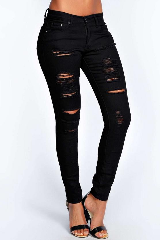 Abby High Rise Heavy Ripped Skinny Jeans | Norlid