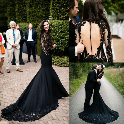 Black Twilight Wedding Dresses Long Sleeve Gothic Mermaid Bridal .