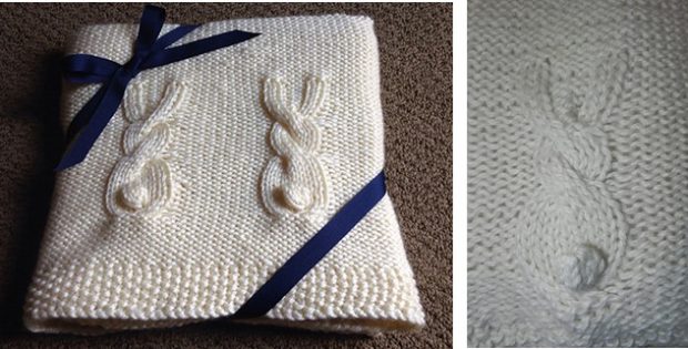 Knitted Heirloom Bunny Blanket [FREE Knitting Patter