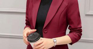 PEONFLY Women's Blazer Long Sleeve Blazers Solid One Button Coat .