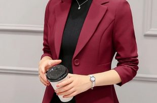 PEONFLY Women's Blazer Long Sleeve Blazers Solid One Button Coat .