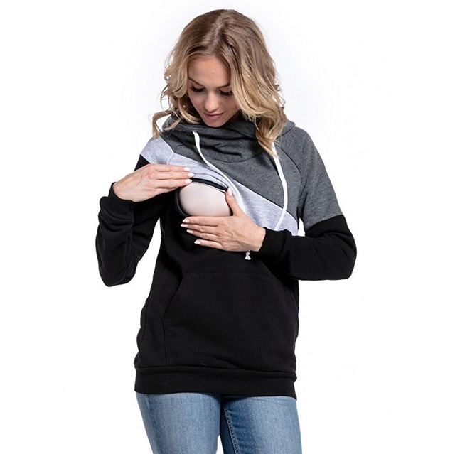 Plus Size Pregnancy Nursing Long Sleeves Maternity Clothes Hooded .