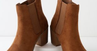 Cute Tan Bootie - Tan Ankle Boot - Vegan Suede Ankle Boo