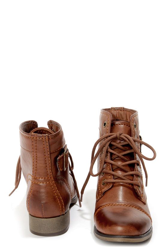 Madden Girl Armie Cognac Lace-Up Ankle Boots | Lace up ankle boots .