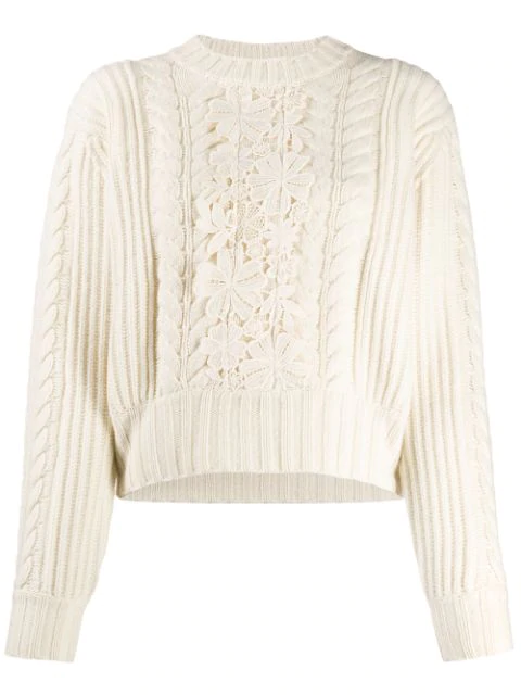 See By ChloÉ Cable Knit Jumper In Neutrals | ModeSe