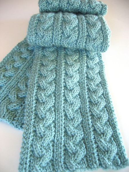Free knitting pattern for Braided Cable Scarf and more scarf .