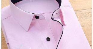 His Fashion Pink Short Sleeve Business Casual Men Dress Shirt .