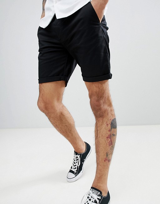 ASOS Slim Chino Shorts In Black | AS