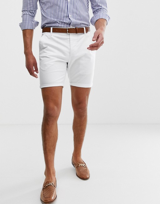 ASOS DESIGN skinny chino shorts in white | AS
