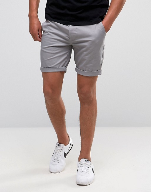 ASOS Slim Chino Shorts In Light Gray | AS