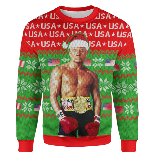 Trump Rocky Christmas Sweater | American AF - AAF Nati