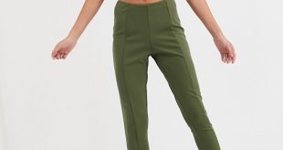 Missguided skinny fit cigarette pants in khaki | AS