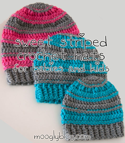 Sweet Striped Crochet Hat - Free Pattern on Moogly for Babies and .
