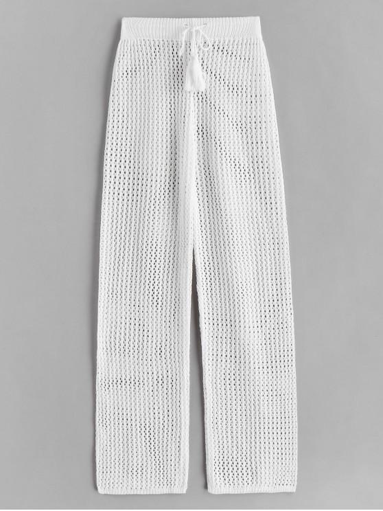 46% OFF] [HOT] 2020 Drawstring Crochet Straight Pants In WHITE | ZAF