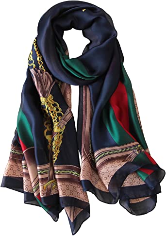 NUWEERIR Womens 100% Mulberry Silk Scarf Long Satin Scarf Fashion .