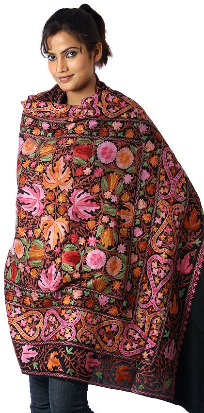 Kashmiri Embroidered Shawls | Kashmiri shawls, Womens scarves .