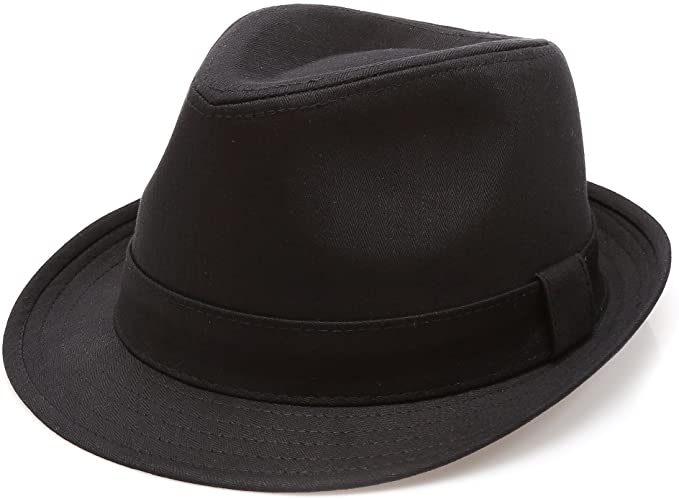 Classic Trilby Short Brim 100% Cotton Twill Fedora Hat with Band .