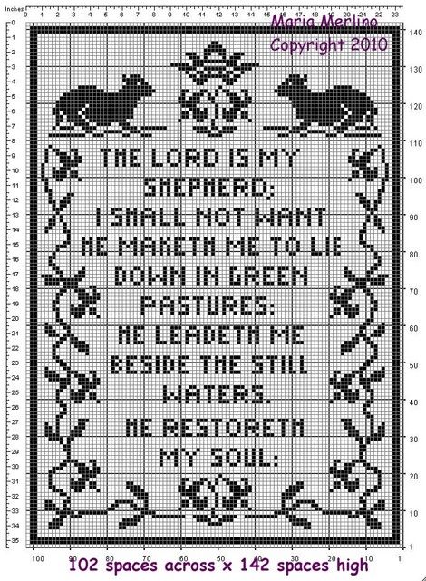 Free Filet Crochet Graph Patterns | Crochet Filet 23rd Psalm 23 .