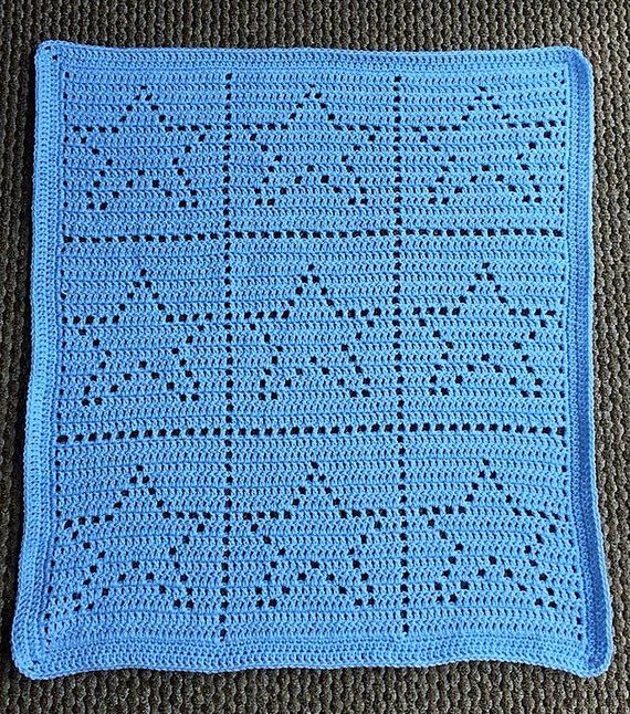 Crochet Filet Star Baby Blanket - Pattern only | Crochet rug .