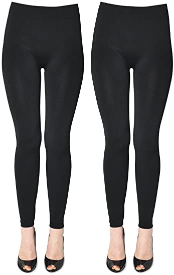 K. Bell Women's 2 Pack Soft and Warm Fleece Lined Leggings at .