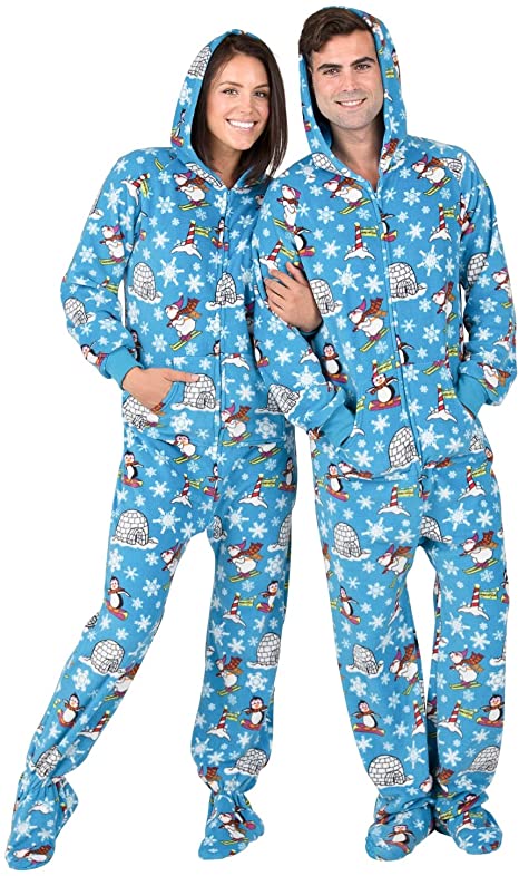 Amazon.com: Footed Pajamas - Winter Wonderland Adult Hoodie Fleece .