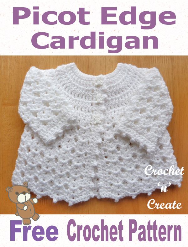 Free Baby Crochet Pattern-Picot Edge Cardigan | Crochet baby .
