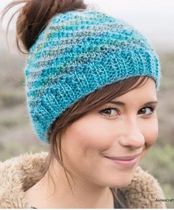 Knitting Pattern for Messy Bun Hat - This easy ponytail hat was .
