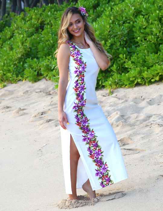 Maxi Wedding Hawaiian Dress Side Design Manele: Shaka Time Hawaii .
