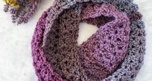 Crochet Frosted Berry Infinity Scarf - A Free One Skein Pattern .