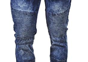 Encrypted Skinny Fit Men's Jeans; Stretch-Enhanced Moto Jeans for .