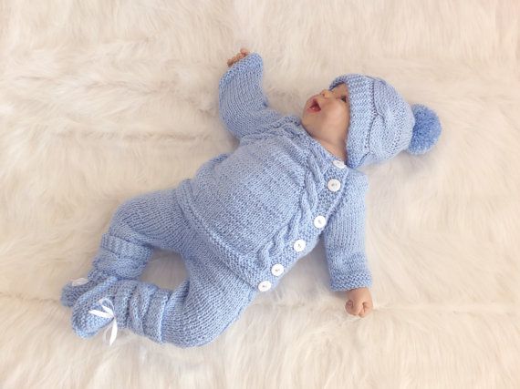 Knitted Baby boy coming home outfit - Knit Baby Outfit - Knitted .