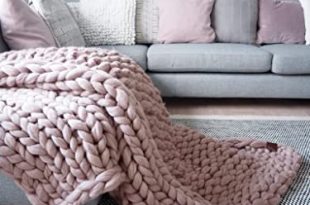 Amazon.com: Chunky Knit Blanket. Throw Blanket. Merino Wool .