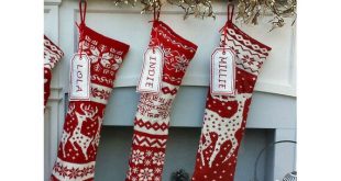 Knit Christmas Stockings Red White Reindeer or Snowflake | Et