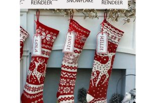 Knit Christmas Stockings Red White Reindeer or Snowflake | Et