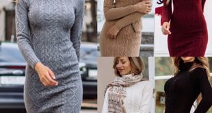 Women's Winter Warm Turtleneck Cable Knit Bodycon Sweater Dress .