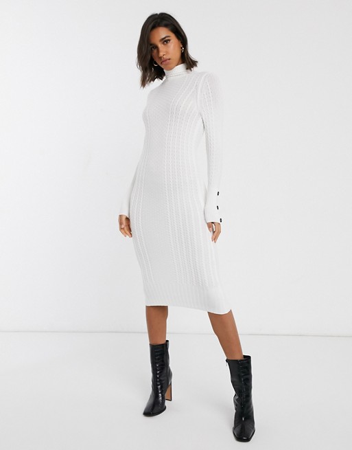 River Island cable knitted dress in cream | AS