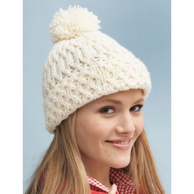 Aran Hat free pattern.. made with worsted weight yarn and straight .