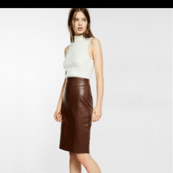 Express Skirts | Brown Leather Pencil Skirt | Poshma