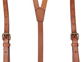 ROCKCOW Mens Genuine Leather Suspenders Y-Back Adjustable Belt .